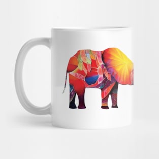 Abstract Elephant Art in Bold Blue, Yellow and Red Pattern Mug